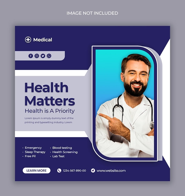 Dentist and medical health care instagram post web banner or social media banner template