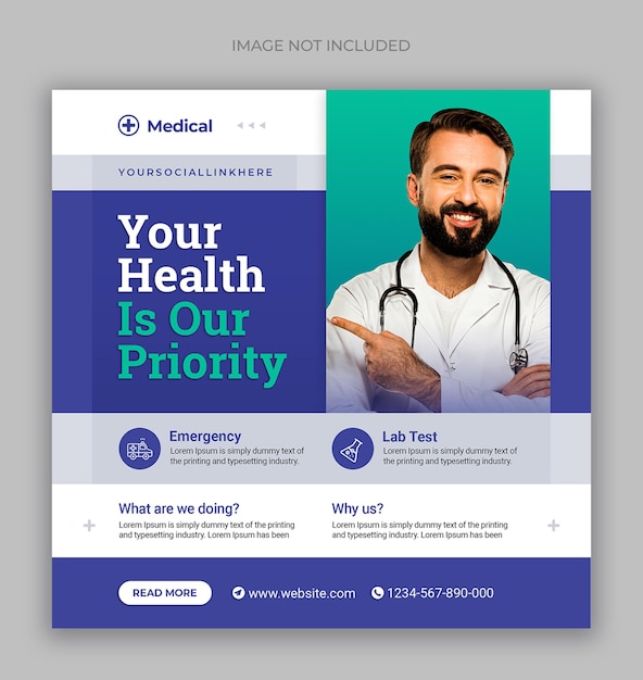 Dentist and medical health care instagram post web banner or social media banner template