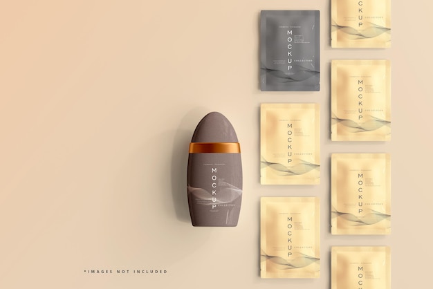 Deodorant packaging and sachet mockup