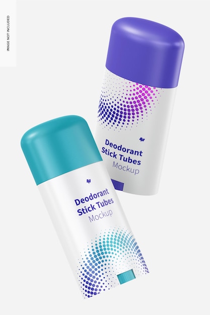 Deodorant stick tubes mockup, drijvend