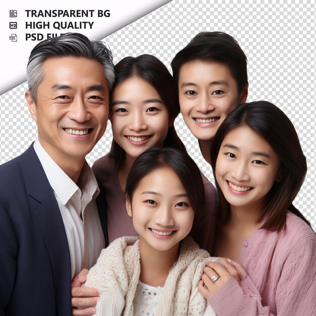 PSD dependent asian family ultra realistic style white backgr