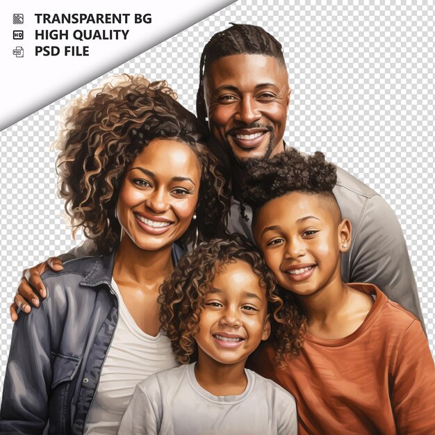 Dependent black family ultra realistic style white backgr