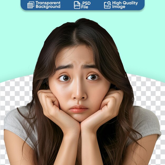 PSD depiction of a concerned young asian woman