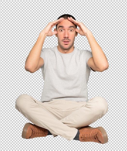 PSD depressed young man posing isolated