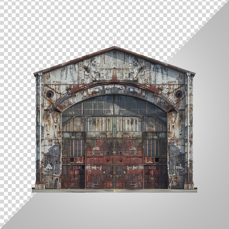 PSD derelict hangar png