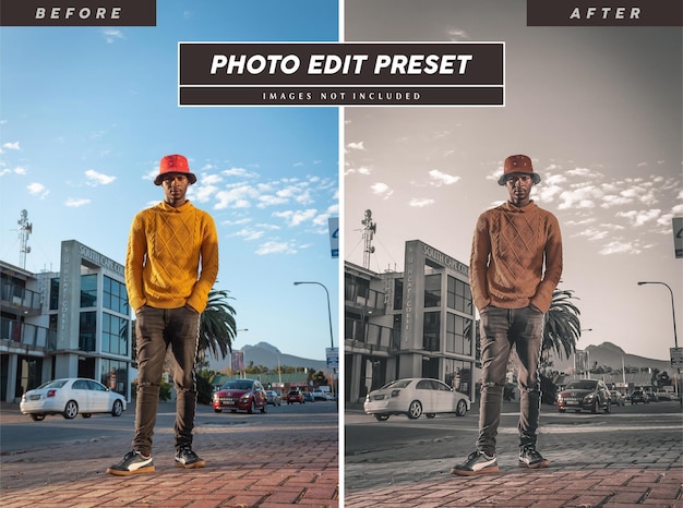 Desaturated photo edit preset filter for street fashion clothing brand