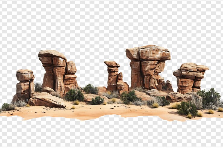 PSD desert rock formation png transparent background stunning natural landscape