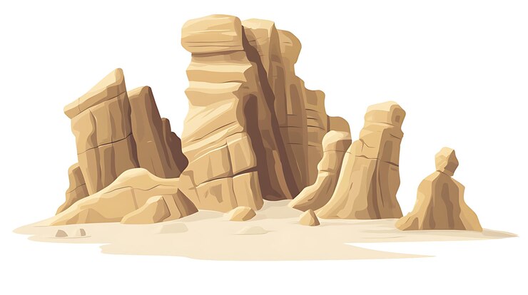PSD desert rock formation on sand