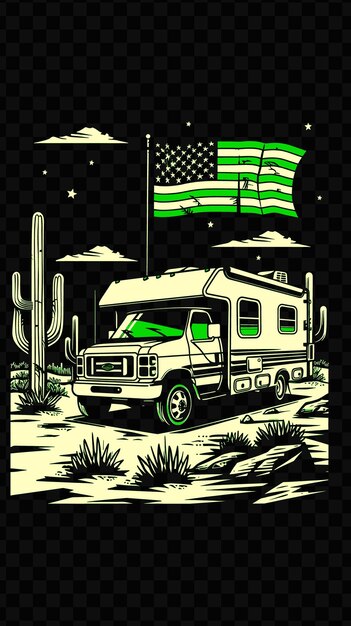 Desert setting with a campaign rv and cacti for election tum poster banner postcard tshirt tattoo