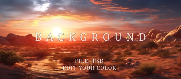 PSD Вид на пустыню днем с оранжевым светом