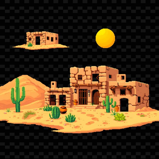 a desert with a house and desert on the top