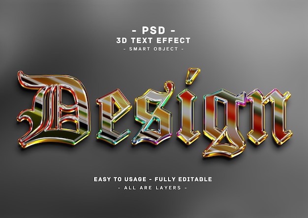 PSD design 3d colori effetto stile testo