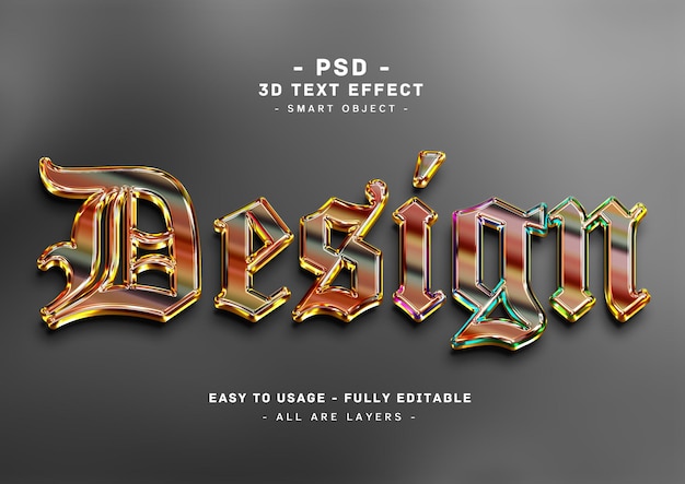 PSD design 3d colori effetto stile testo