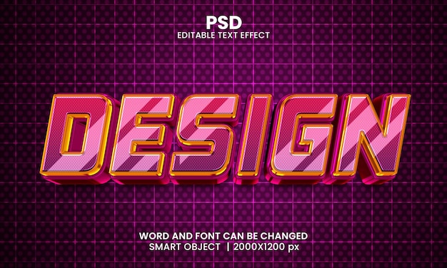 Design 3d editable photoshop text effect style with background