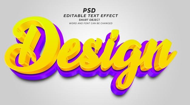 Design 3d psd editable text effect photoshop template with cute background