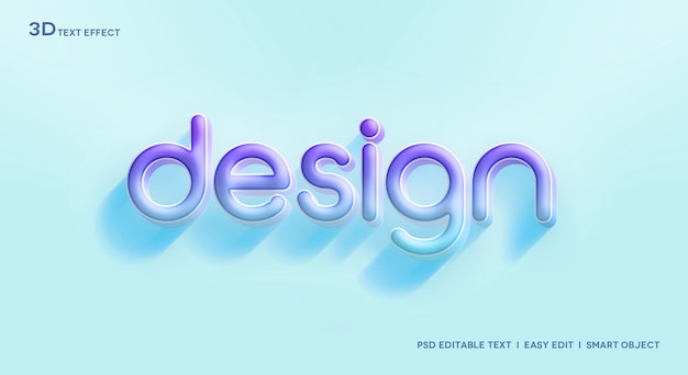 Design 3d text style effect mockup template premium