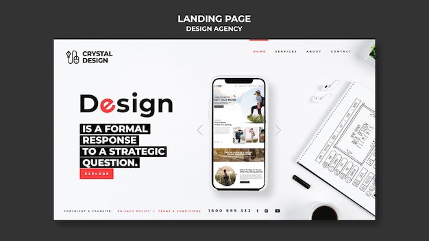 PSD pagina di destinazione dell'agenzia di design