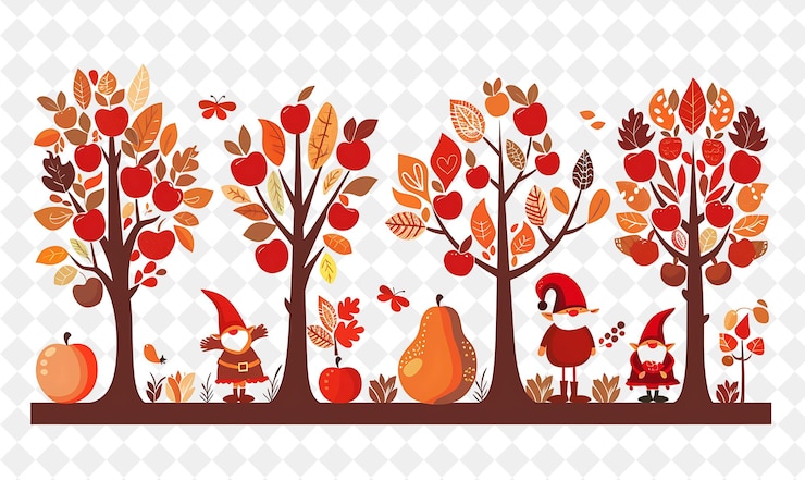 PSD the design of the autumn trees and the pumpkins