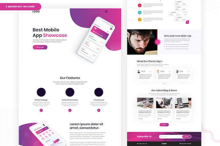 PSD design for best mobile app website page