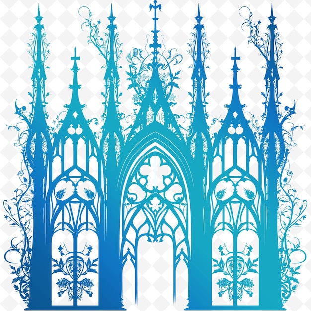 A design of a church with a blue background