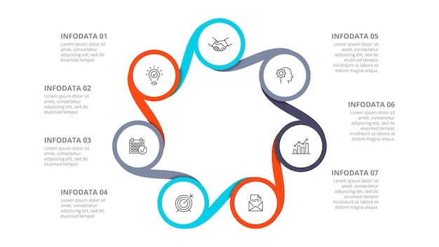 Design concept of 7 steps or parts of business cycle Infographic design template