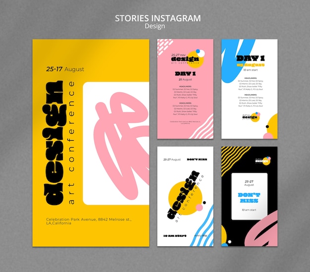 PSD storie di instagram per conferenze di design