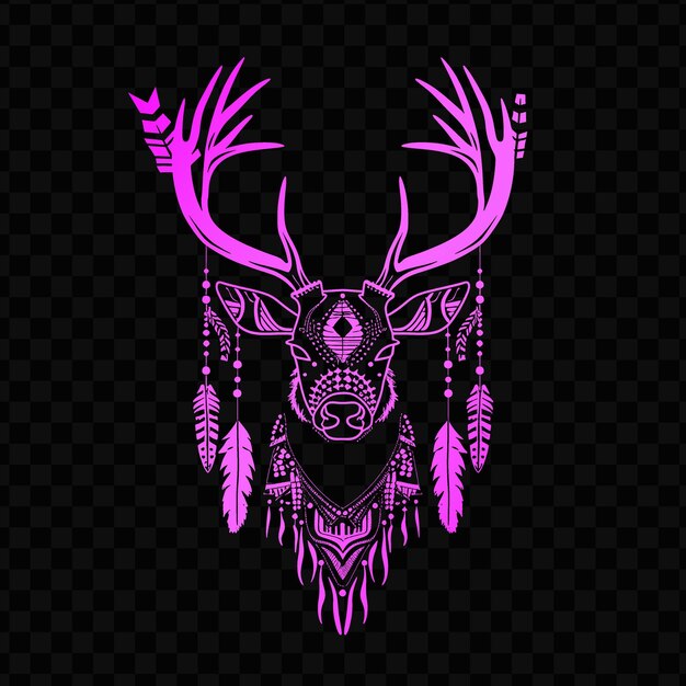 PSD the design of a deer head with a pink and purple pattern