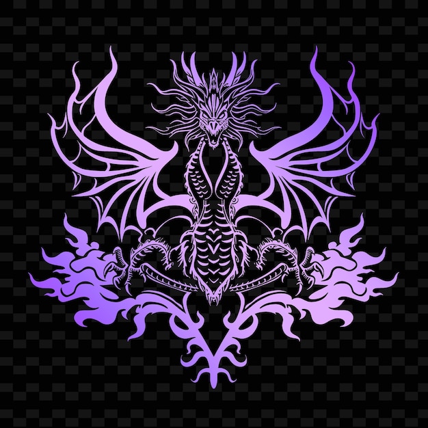 A design of a dragon on a black background