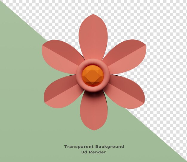 PSD design element 3d render of flower pendant minimalist concept