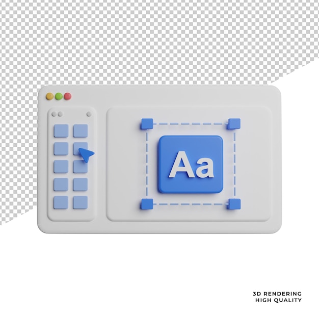 Design Element Tools vooraanzicht pictogram 3D-rendering illustratie png op transparante achtergrond
