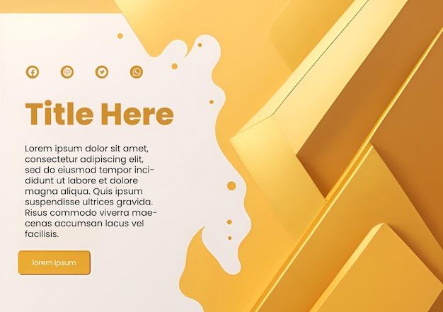 PSD design for flyer template with 3d abstract gold