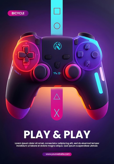 PSD design for flyer template with 3d gaming controller 1