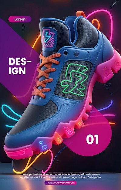 PSD design for flyer template with 3d shoe 2