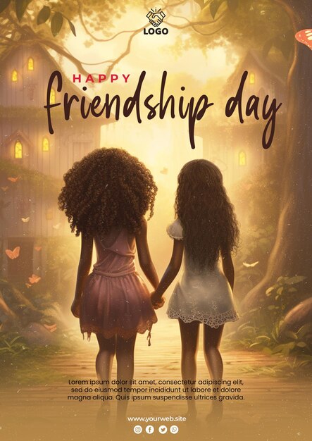 PSD design of friendship day celebration poster or flyer template