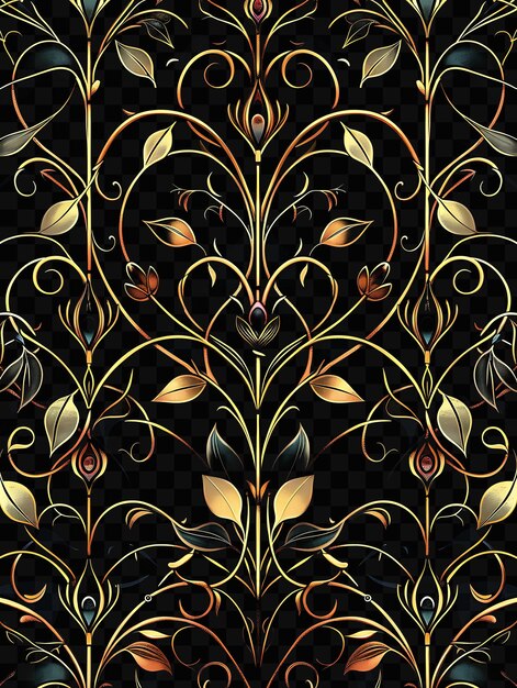 PSD a design in gold and black with a gold floral pattern