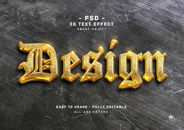 Design golden text effect 3d sparkle style