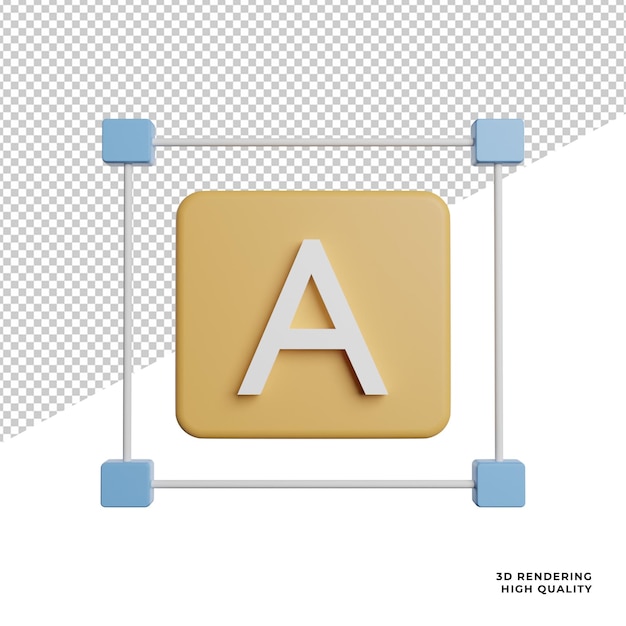PSD 透明な背景にグラフィックフォント正面図アイコン3dレンダリングイラストをデザインする
