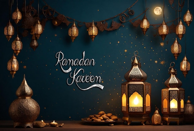 PSD design greeting card for ramadan kareem