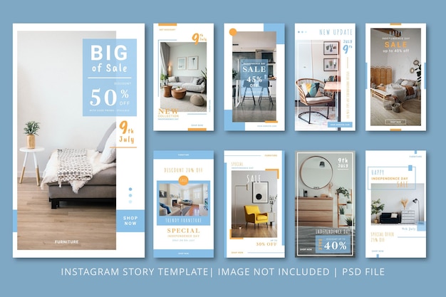 Design interior instagram stories graphic template