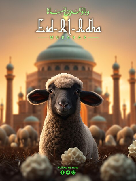 PSD design islamskich kart pozdrowień na eid al adha z islamskim tłem