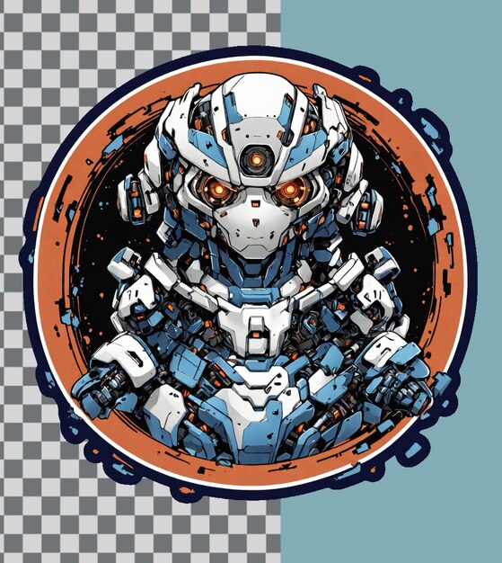 PSD design mecha robot android with color of blue and white