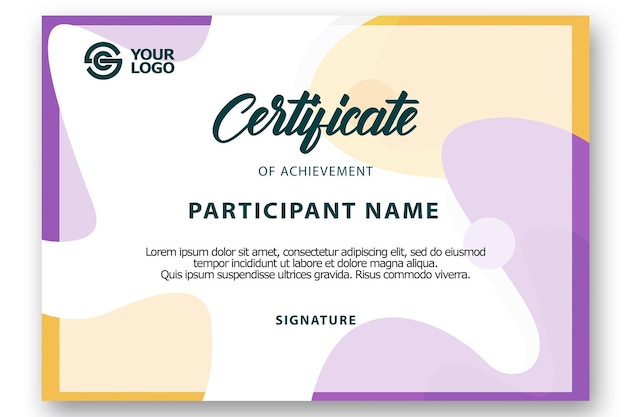 PSD design moderno modello di certificato