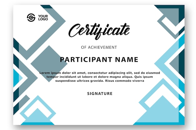 PSD design moderno modello di certificato