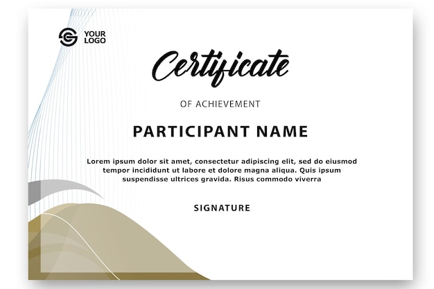 PSD design moderno modello di certificato