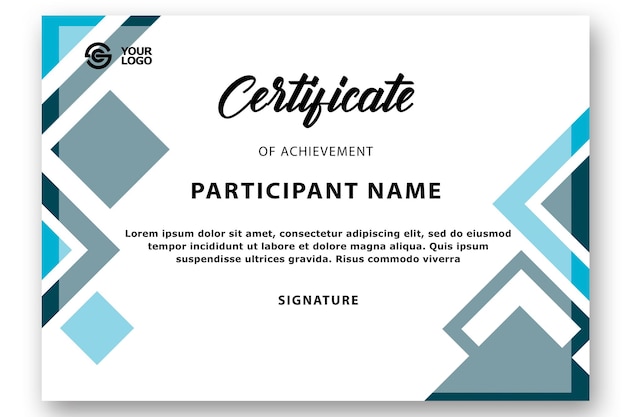 PSD design moderno modello di certificato