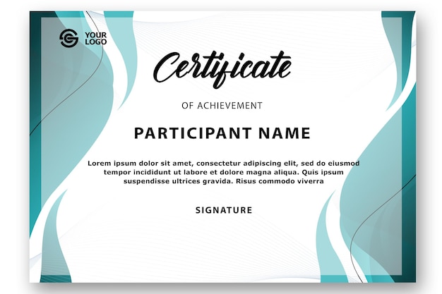 PSD design moderno modello di certificato