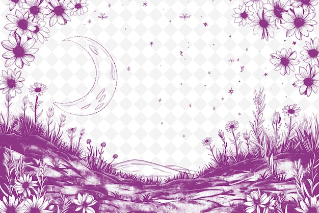 PSD the design of the moon and flowers