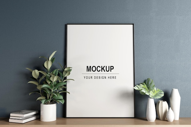 PSD design space photo frame mockup design in 3d rendering