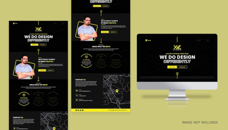 PSD design studio black and yellow website template