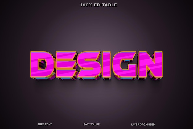 Design text effect font editable typography 3d text style